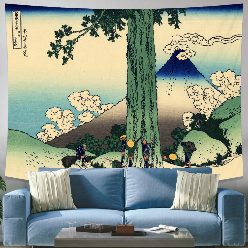 tapisserie japonaise décorative pour la maison, art du mont fuji du japon imprimé, grand mur de vagues oke agawa tapisserie japonaise décorative pour la maison, art du mont fuji du japon imprimé, grand mur de vagues oke agawa