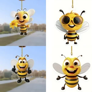 Pendentif motif abeille mignon, nouvelle maison, voiture, rétroviseur, décoration, cadeau, matériau acrylique, accessoires bijoux