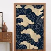 Rideau de porte nordique japonais occultant en lin, motif ondulé bleu blanc, pour entrée, cuisine, salle de bains, chambre à coucher, couloir, décoration de maison Rideau de porte nordique japonais occultant en lin, motif ondulé bleu blanc, pour entrée, cuisine, salle de bains, chambre à coucher, couloir, décoration de maison