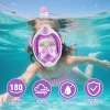 masque de natation pour enfants, licorne, plongée sous marine, visage complet, tuyau respiratoire unique, sûr, étanche, anti buée, confortable