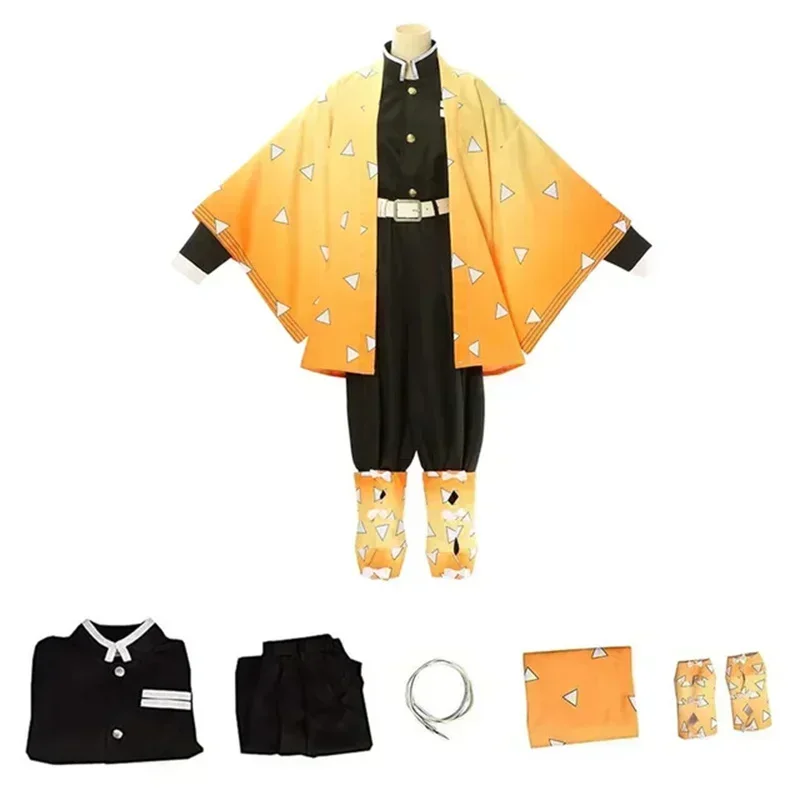 anime démon tueur kimetsu no yaiba agatsuma zenitsu costume cosplay donna kimono uniforme halloween vêtements de fête de noël anime démon tueur kimetsu no yaiba agatsuma zenitsu costume cosplay donna kimono uniforme halloween vêtements de fête de noël