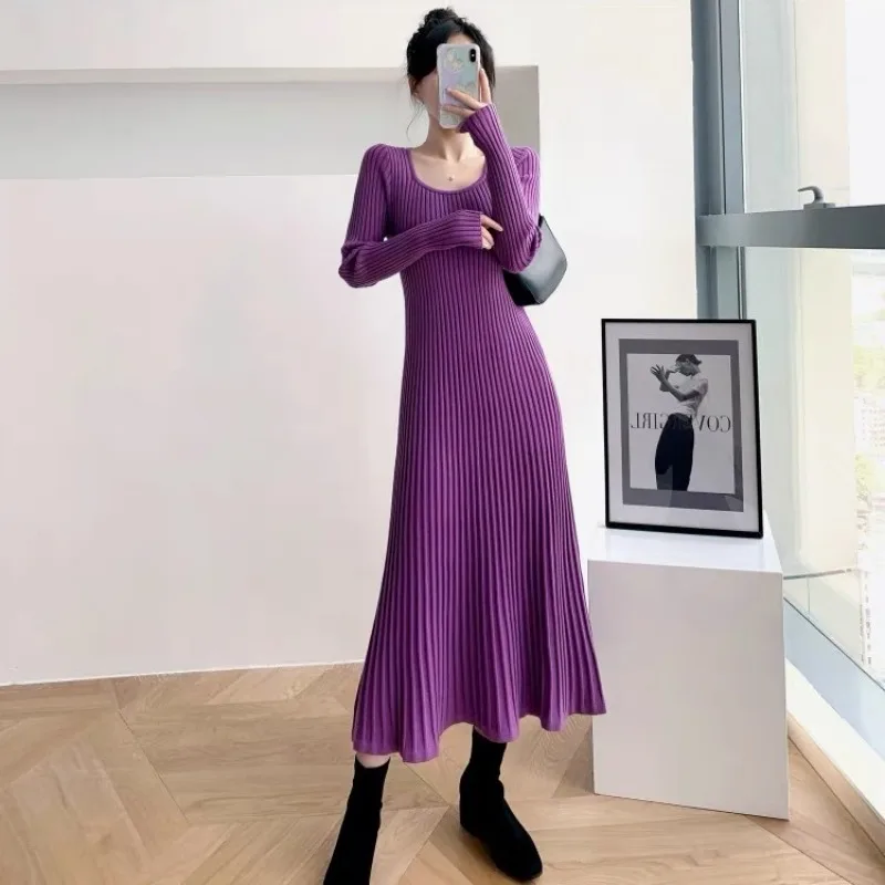 robe de bal en tricot violet pour femmes, haute qualité, liquidation, confortable, élégante, coréenne, harajuku y2k, robes de soirée au crochet pour femmes robe de bal en tricot violet pour femmes, haute qualité, liquidation, confortable, élégante, coréenne, harajuku y2k, robes de soirée au crochet pour femmes