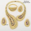 chimcolorful ensemble de bijoux plaqués or pour femme, boucles d'oreilles et collier, grand bracelet, bague, nouveau style, cadeau