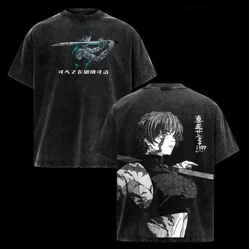 y2k high street vintage lavé anime jujutsu kaisen ryomen sukuna t shirt graphique vintage vêtements coton à manches courtes unisexe y2k high street vintage lavé anime jujutsu kaisen ryomen sukuna t shirt graphique vintage vêtements coton à manches courtes unisexe