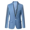 bleu hommes blazers travail bureau 2025 hommes tuxedos pour occasions formelles poches manteau blazers mâle personnalisé hommes d'affaires mince blazers