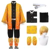 2025 halloween anime démon moordenaar kimetsu no yaiba agatsuma zenitsu cosplay tuum pruik vrouwen kimono uniforme