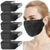 masque facial noir jetable non tissé 3 couches filtre anti poussière respirant gaze protection masque buccal mascarillas 10 pièces