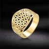 Bague égyptienne creuse géométrique fleur de vie, bague israélienne en acier inoxydable pour hommes et femmes, accessoires en filigrane juif, bijoux Viking