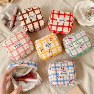 Petite pochette à cosmétiques pour sac à main, Mini trousse de maquillage avec compartiments, pochette pour serviettes hygiéniques, joli porte-rouge à lèvres à fermeture éclair Petite pochette à cosmétiques pour sac à main, Mini trousse de maquillage avec compartiments, pochette pour serviettes hygiéniques, joli porte-rouge à lèvres à fermeture éclair