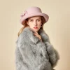 chapeau fedoras en feutre de laine pour femmes, couvre chef de fête, mode d'hiver asymétrique, chapeau seau