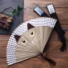 Éventail pliant en bois de bambou, style chinois de qualité, fait à la main, cadeau d'été, dessin animé, artisanat en soie, décoration de la maison