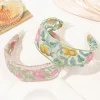 bandeau élégant en mousseline de soie brodée de fleurs pour femmes, décoration de cheveux doux, bandeau de sauna, cerceau, turban, accessoires de cheveux à la mode
