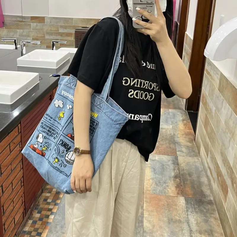japonais mignon brodé snoopy épaule 가rétro polyvalent cowboy sac grande capacité sac fourre tout portable banlieue 가 japonais mignon brodé snoopy épaule 가rétro polyvalent cowboy sac grande capacité sac fourre tout portable banlieue 가