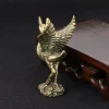 figurines en laiton de grue à couronne rouge, décoration de bureau d'étude rétro chinoise, thé animal de compagnie feng shui, décoration de maison vintage, objets de collection