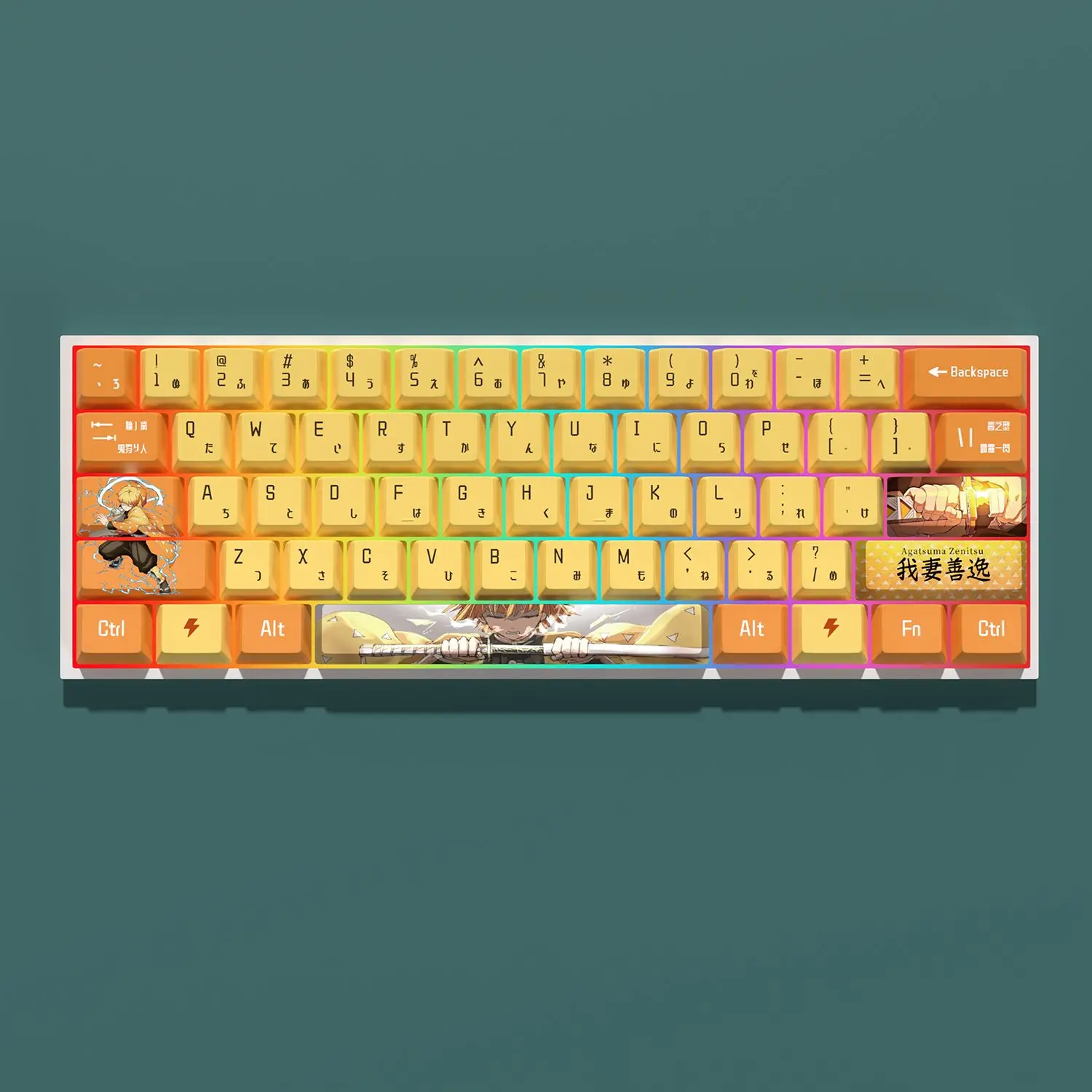 capuchons de touches de clavier mécanique, thème demon slayer, kanroji mitsuri, original, pbt, colorant sub, personnalité créative, axe adapté capuchons de touches de clavier mécanique, thème demon slayer, kanroji mitsuri, original, pbt, colorant sub, personnalité créative, axe adapté
