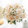 fleurs artificielles dahlia rose et marguerite en soie, pour décoration de fête de mariage à domicile, arrangements floraux diy dans des coffrets cadeaux décoratifs