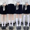 chaussettes hautes noires et blanches style jk pour fille, cuissardes japonaises, mignonnes, kawaii, lolita