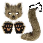 Ensemble d’halloween, masque de renard, gants, queue, accessoires de Cosplay Ensemble d’halloween, masque de renard, gants, queue, accessoires de Cosplay