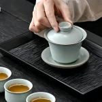 Service à thé Kung Fu rétro voyage Portable Ru four boîte-cadeau extérieur théière couvercle bol Camp sur service à thé japonais avec tasses et bouilloire