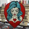 beauté rose fleurs brodé fer sur patch bricolage réparation jean, veste, sac rouge amour coeur femme emblème