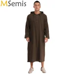 Caftan islamique musulman Jubba arabe Thobe vêtements pour hommes à capuche manches longues poches boutons longue robe ample chemise robes Caftan islamique musulman Jubba arabe Thobe vêtements pour hommes à capuche manches longues poches boutons longue robe ample chemise robes