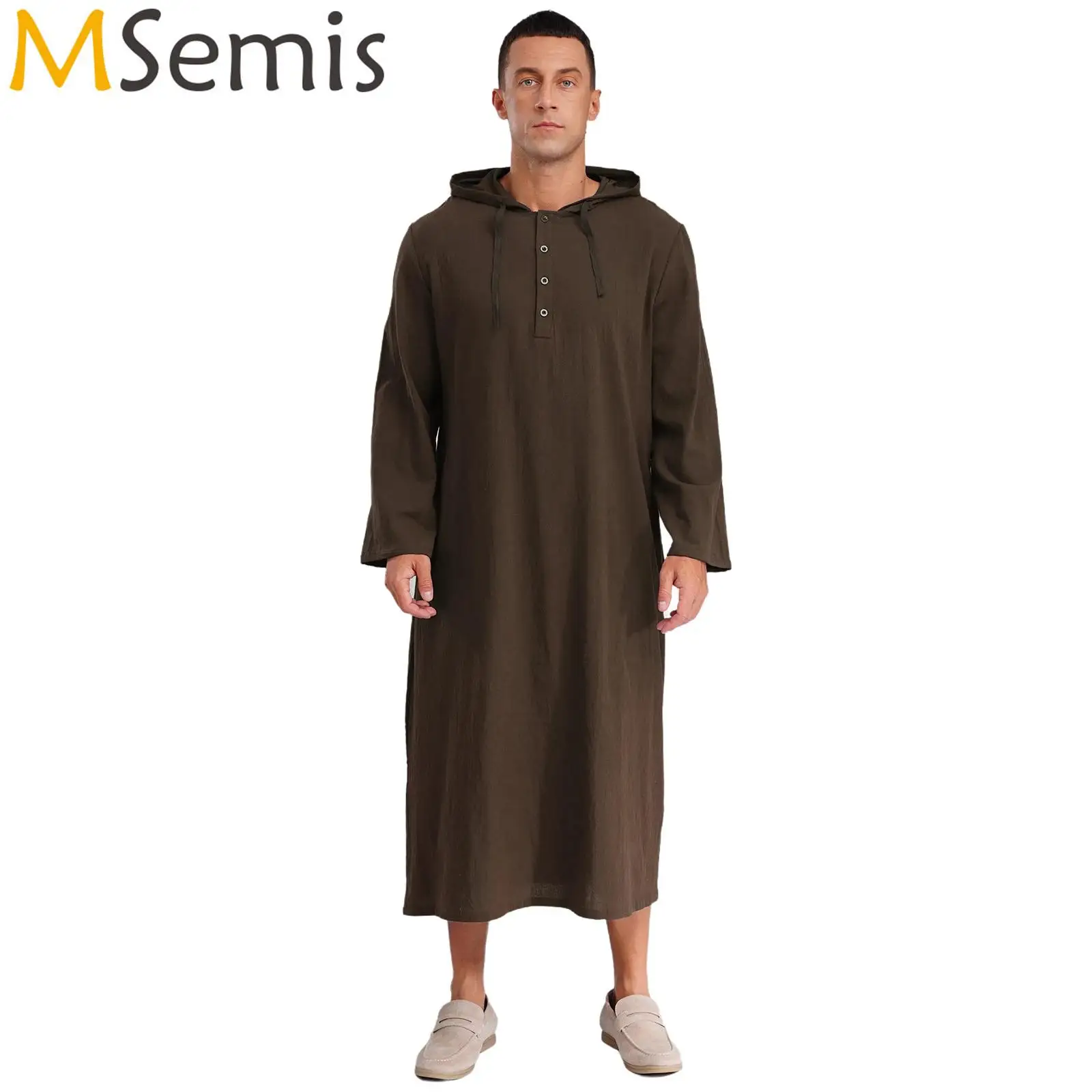 Caftan islamique musulman Jubba arabe Thobe vêtements pour hommes à capuche manches longues poches boutons longue robe ample chemise robes Caftan islamique musulman Jubba arabe Thobe vêtements pour hommes à capuche manches longues poches boutons longue robe ample chemise robes