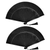 Éventail à main pliant bois danse bambou os ventilateur soie antique pliant ventilateur dame chinois fans cadeau mariage tenu ventilateurs noir pliant ventilateur