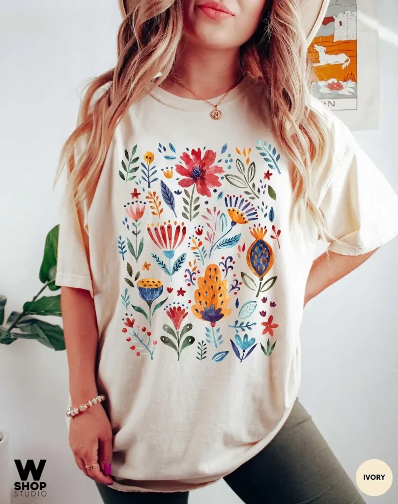 T-shirt manches courtes femme, harajuku, loisir, mode des années 90, motif de fleurs, vêtements College, interconnexion T-shirt manches courtes femme, harajuku, loisir, mode des années 90, motif de fleurs, vêtements College, interconnexion