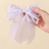 pinces à cheveux en organza noir avec gros nœud, 1 pièce, accessoires pour cheveux doux et cool pour filles, pinces à cheveux queue de cheval