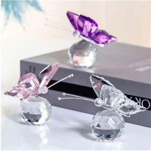 Figurine de papillon en cristal exquise, ornements pour bibliothèque, maison, ornements de papillon en cristal coloré, décoration de Table de bureau, 1 pièce Figurine de papillon en cristal exquise, ornements pour bibliothèque, maison, ornements de papillon en cristal coloré, décoration de Table de bureau, 1 pièce