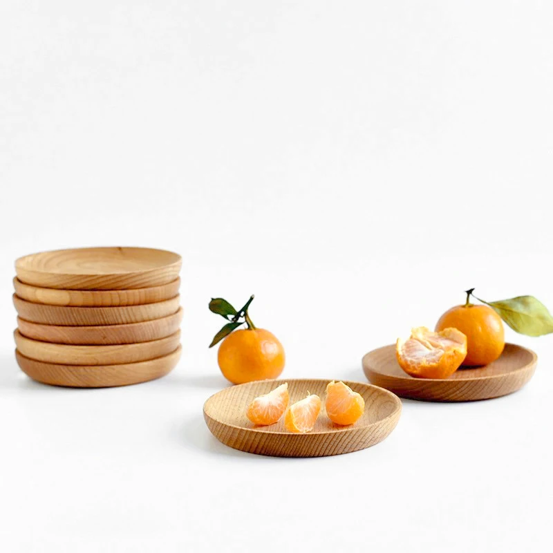 plateau d'isolation thermique rond en bois massif, assiette à dessert, assiette de fruits secs de style japonais, plateau à thé ovale, vaisselle de cuisine plateau d'isolation thermique rond en bois massif, assiette à dessert, assiette de fruits secs de style japonais, plateau à thé ovale, vaisselle de cuisine