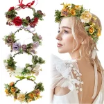 Couronne de fleurs pour femmes et filles, bande de sauna pour cuir chevelu vert, pièce de sauna, festival bohème, couronne de cheveux de mariage, accessoires photo, vêtements de sauna Couronne de fleurs pour femmes et filles, bande de sauna pour cuir chevelu vert, pièce de sauna, festival bohème, couronne de cheveux de mariage, accessoires photo, vêtements de sauna