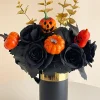 roses artificielles noires pour halloween, bouquet de fleurs gothiques noires d'horreur foncée pour la maison, fête de mariage, décor d'halloween