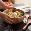 filles en bois d'acacia de style japonais, vaisselle anglaise, ménage et bassin, assiette de fruits, bol à salade, bol à soupe en bois entier