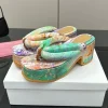 pantoufles à talons hauts épais et bout fendu pour femmes, sandales à plateforme imprimées de style japonais, chaussures d'été pour vacances en plein air, 2025