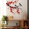 autocollants muraux en fleurs de cerisier japonais sakura, style chinois à l'encre, pour salon, décoration de la maison, papier peint auto adhésif