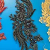Une paire de foulards en diamant faits à la main, matériel de perles pour robe de soirée, tissu de cou, paillettes perlées, décoration de vêtements appliqués Une paire de foulards en diamant faits à la main, matériel de perles pour robe de soirée, tissu de cou, paillettes perlées, décoration de vêtements appliqués