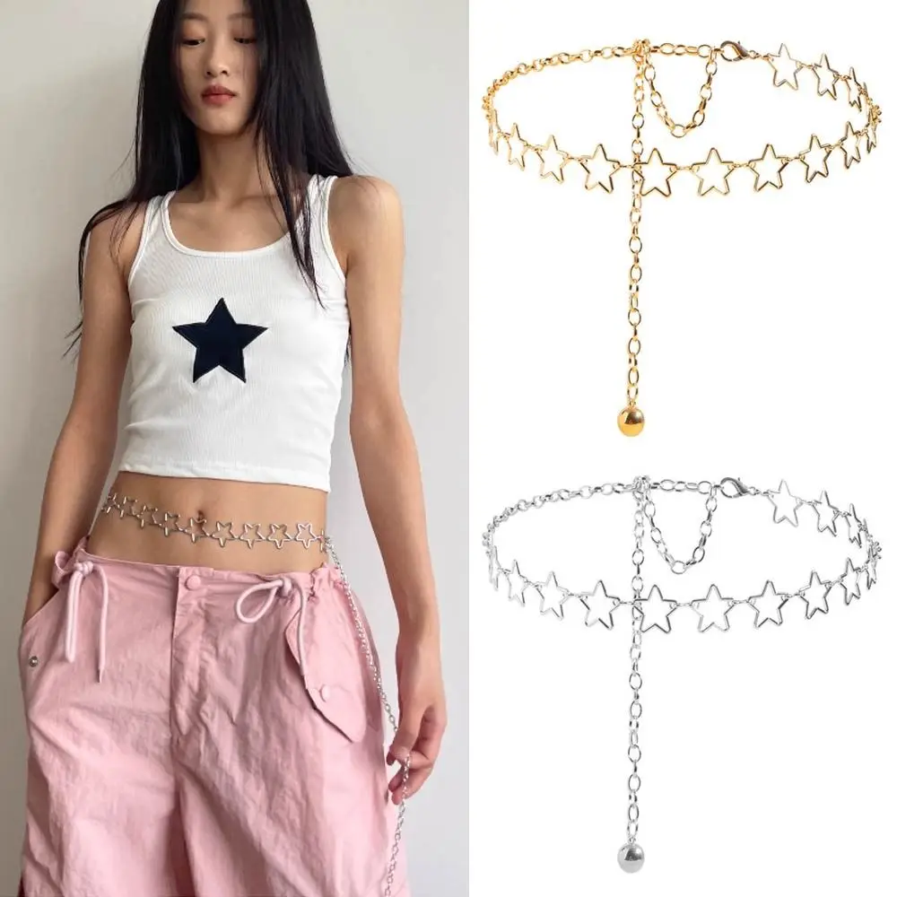 chaîne de taille étoile de style japonais, punk, chaîne en or y2k, ceinture de luxe réglable pour femmes chaîne de taille étoile de style japonais, punk, chaîne en or y2k, ceinture de luxe réglable pour femmes