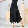 jupe irrégulière de danse latine noire, vêtements de danse professionnels pour femmes adultes, costumes longs d'entraînement de valse de tango w25d276