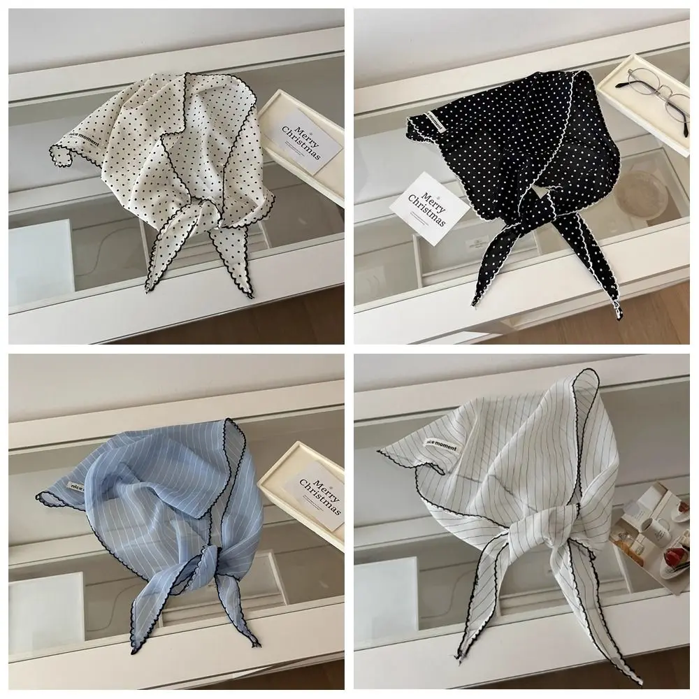 bandeau élégant à pois, turban coréen frais, petite écharpe rayée, bandeau triangulaire fin pour cheveux, été bandeau élégant à pois, turban coréen frais, petite écharpe rayée, bandeau triangulaire fin pour cheveux, été