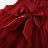robe en tulle rouge pour filles, gilet sans manches avec nœud superposé, corsage à paillettes, tenue formelle pour enfants, nouvelle collection automne 2025