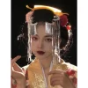 Épingle à cheveux geisha japonaise, longs pompons argentés, pour femmes, beau couvre chef de mariée, accessoire de cosplay kimono