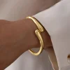 bracelets épais minimalistes couleur or pour femmes, ensemble de bracelets à manchette ouverte, design élégant et étanche, bijoux rétro, cadeaux