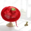 japonais rose pêche fille peintre chapeau petite feuille orange béret fruits casquettes décontracté respirant bonnet béret casquette femmes filles