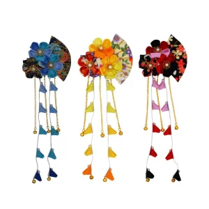 Épingles à cheveux sakura pour femmes, pinces à cheveux en éventail de fleur de cerisier pour filles, barrett en éventail floral de style japonais, accessoire pour cheveux