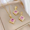 ensemble de bijoux carrés géométriques exquis | ensemble collier et boucles d'oreilles | accessoire de mariée de mode | cadeau de charme romantique pour dames