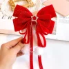 Ornement de nœud de velours doré rouge pour femmes et filles, épingles à cheveux de bébé, pinces à cheveux coréennes, épingles à cheveux de cow-boy, accessoires de Noël et du nouvel an Ornement de nœud de velours doré rouge pour femmes et filles, épingles à cheveux de bébé, pinces à cheveux coréennes, épingles à cheveux de cow-boy, accessoires de Noël et du nouvel an