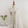 tissu organza brodé beige pour haut et jupe de femme, vêtements, nappe de bricolage, tissu décoratif, couture artisanale