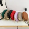 pochette porte clés de style coréen | mini pu (cuir pu imperméable, fermeture à glissière, poches intérieures élastiques)