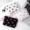 trousse de maquillage à nœud brodé, niveau d'apparence élevé, sac de rangement pour porte monnaie, mignon, grande capacité, trousse de maquillage haut de gamme